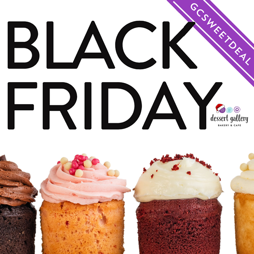 Black Friday Weekend collection with assorted frosted cupcakes