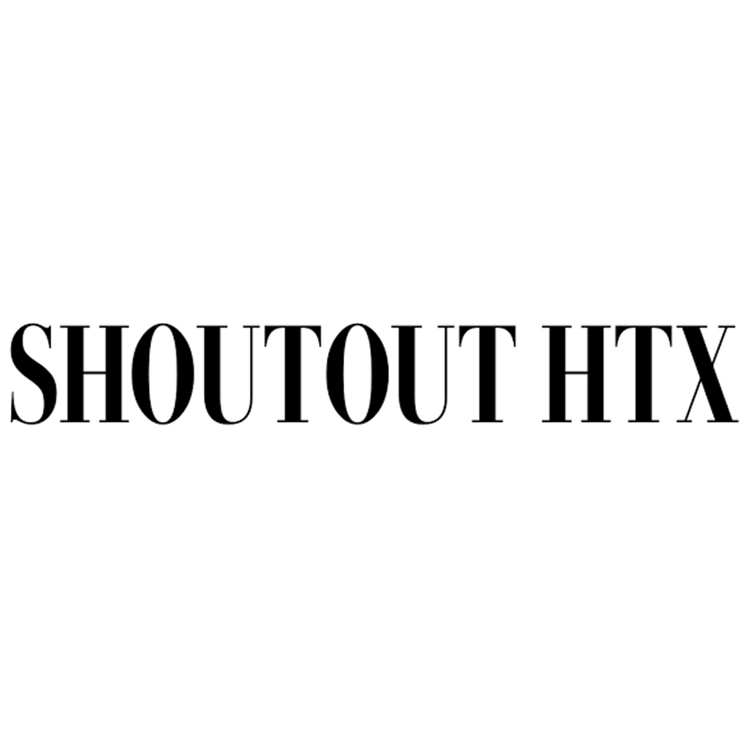 SHOUTOUT HTX black text logo on a white background.
