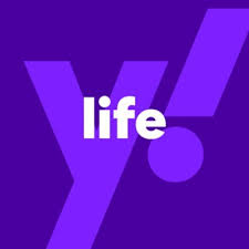 Yahoo Life logo with white text on a purple background.