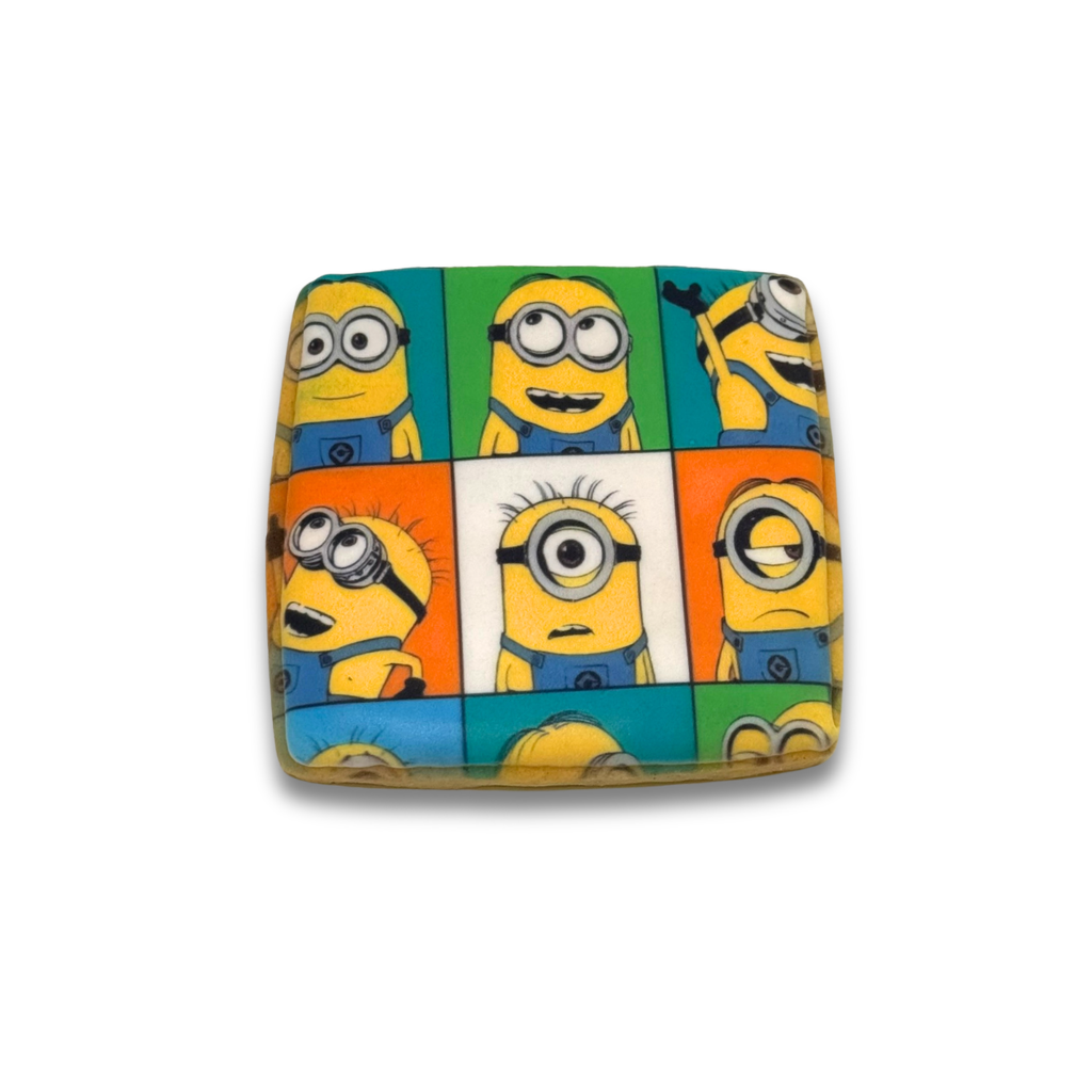 Square Minions cookie with a colorful grid of character faces.