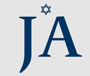 Dark blue JA letters with a Star of David icon above.