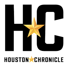 Houston Chronicle logo with black letters and gold star icons.