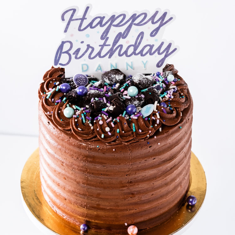 6-inch Mom's Chocolate Cake with Happy Birthday topper
