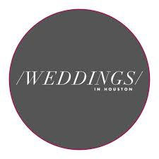 Weddings in Houston circular logo with white text