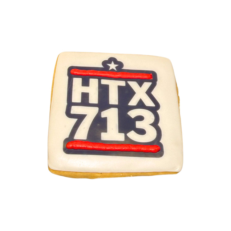 Square 713 cookie with HTX logo and red accents