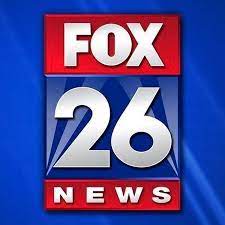 Fox 26 News logo with white text on red and blue background