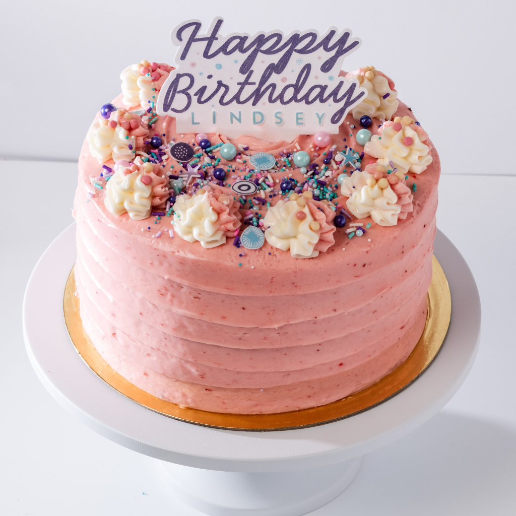 9-inch Strawberry Dream Cake with Happy Birthday topper