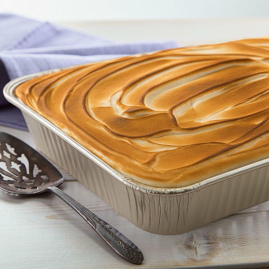 Correa-Style Tres Leches in a 13x9 pan with toasted meringue topping