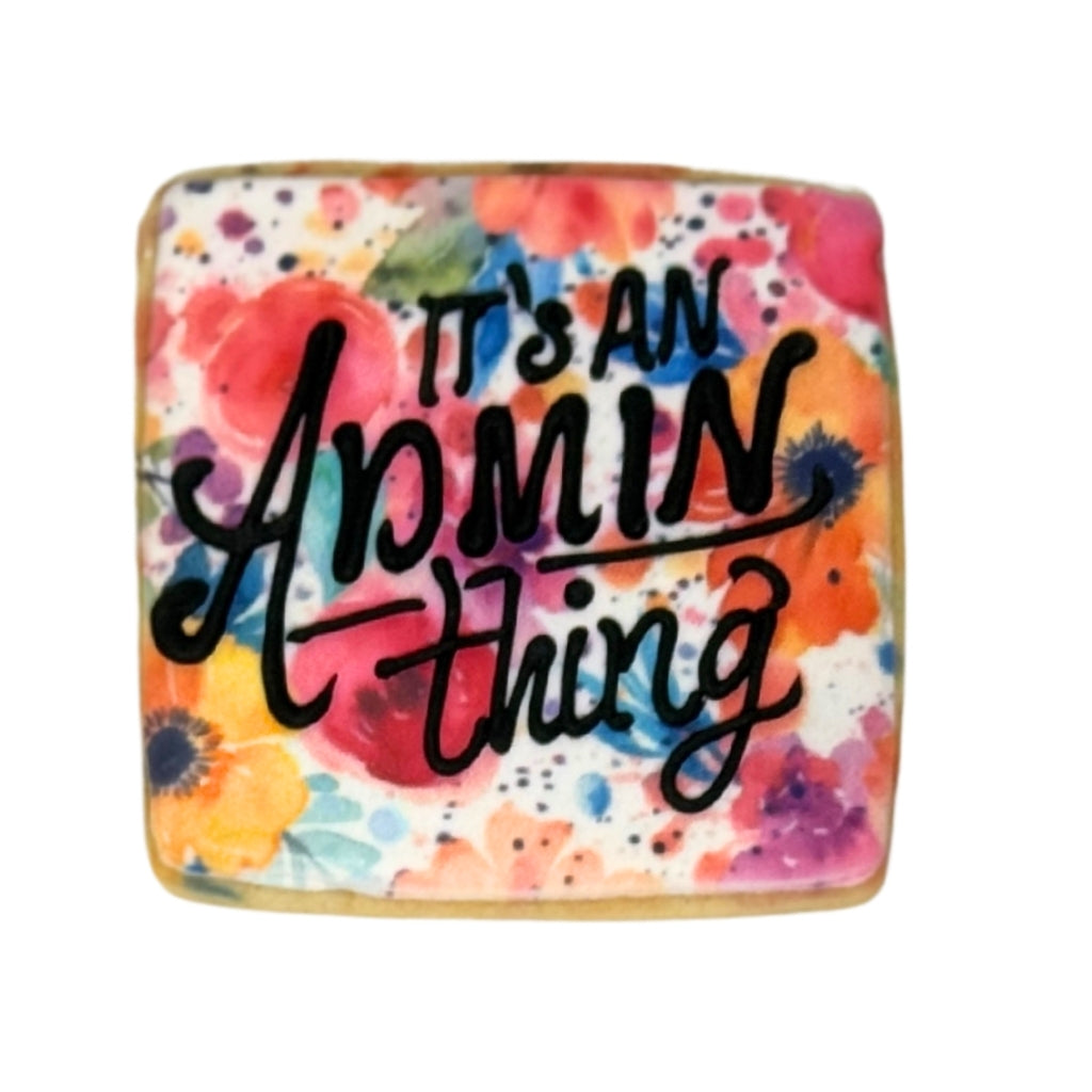 Admin Professionals Week cookie with floral watercolor design
