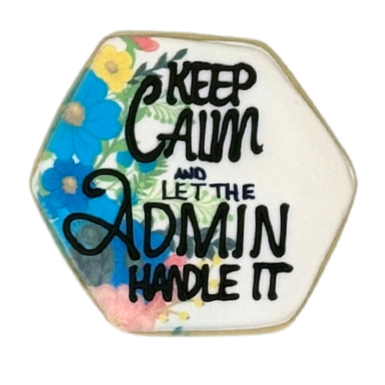 Hexagon Admin Professionals Week cookie with floral design