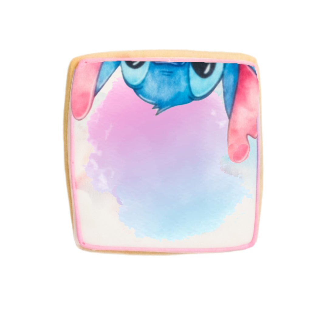 Lilo & Stitch square cookie with watercolor design
