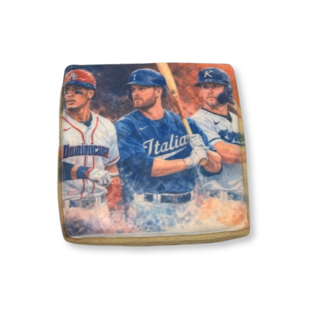 World Baseball Classic 2026 square cookie with baseball players
