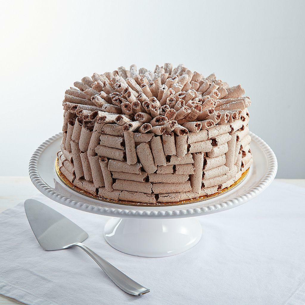 9-inch Chocolate Concorde Cake (GF) covered in meringue sticks