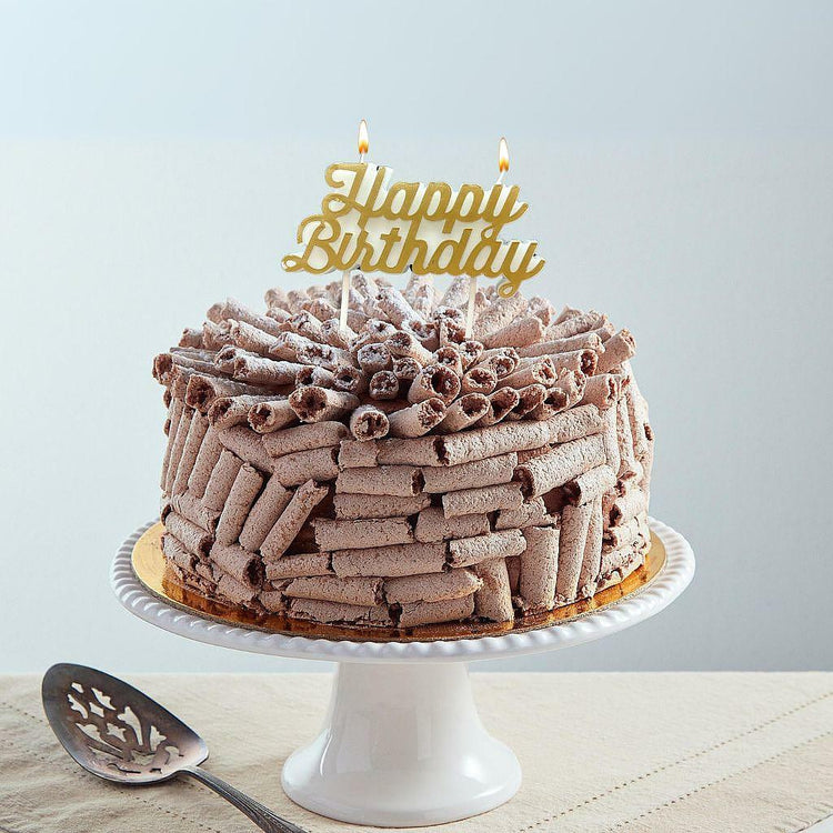 9-inch Chocolate Concorde GF cake with Happy Birthday topper
