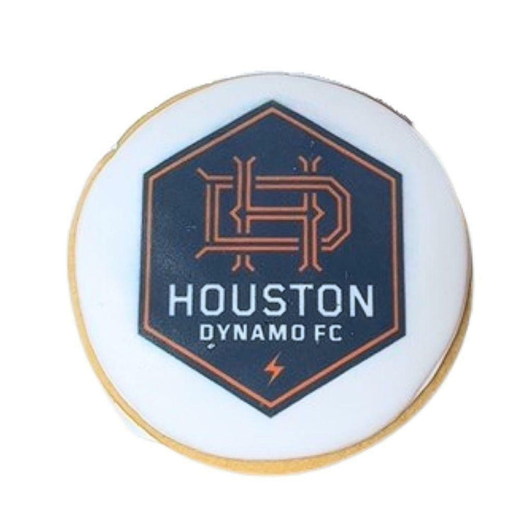 Dynamo logo printed on a round white cookie.