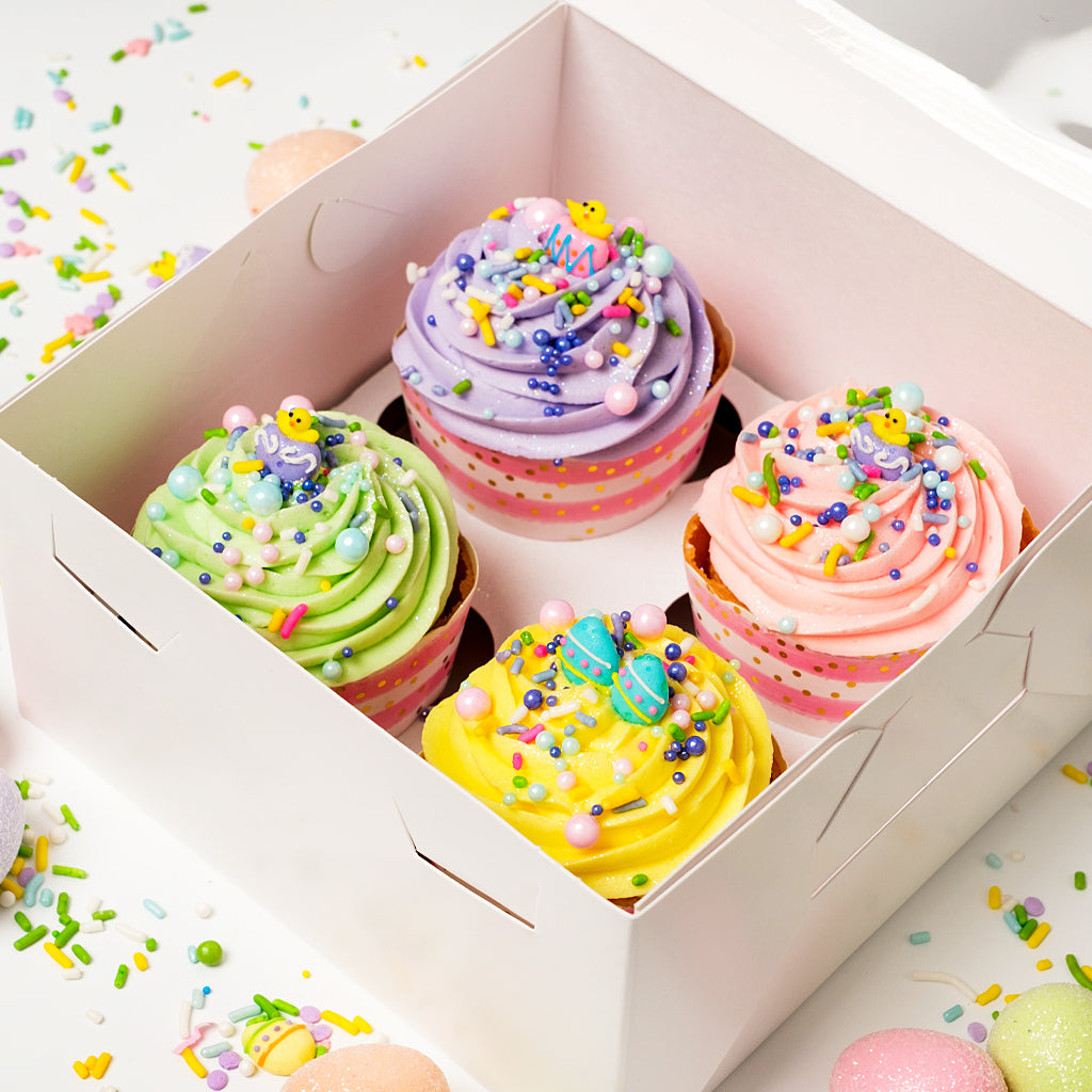 Easter Cupcake Collection with pastel frosting in a gift box.