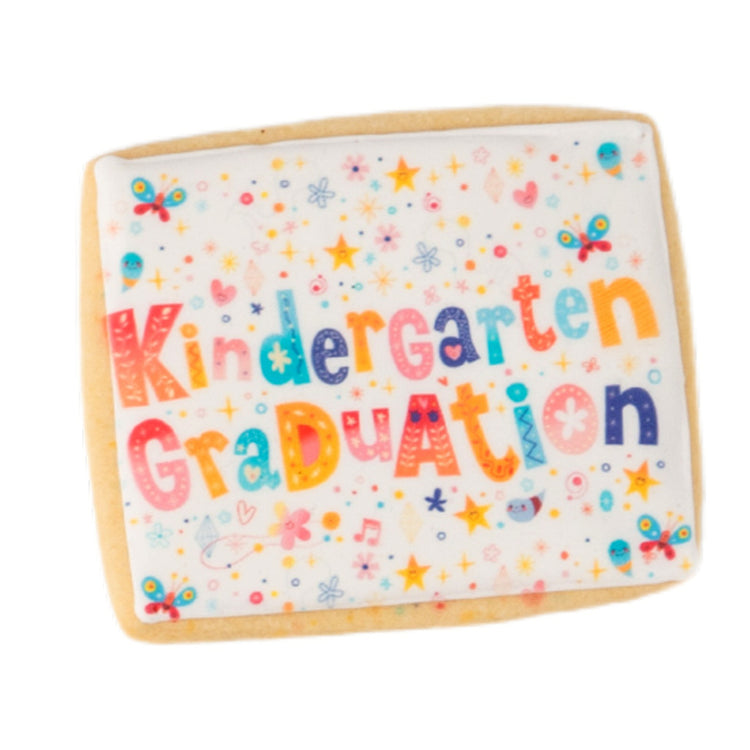 Rectangle Kindergarten Graduation cookie with colorful print