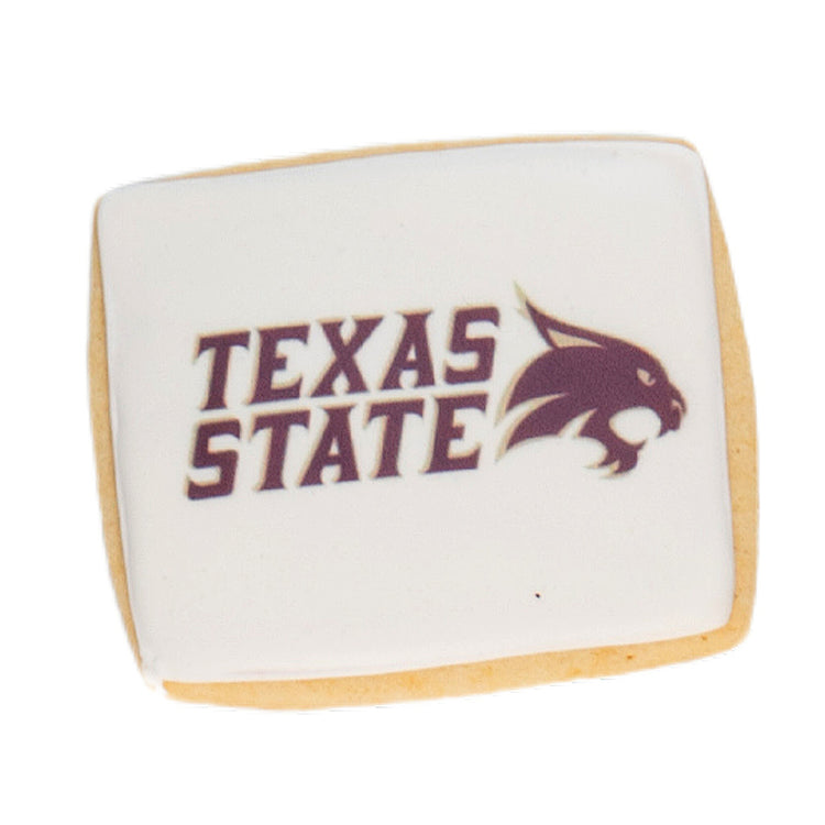 Rectangle graduation cookie with Texas State logo