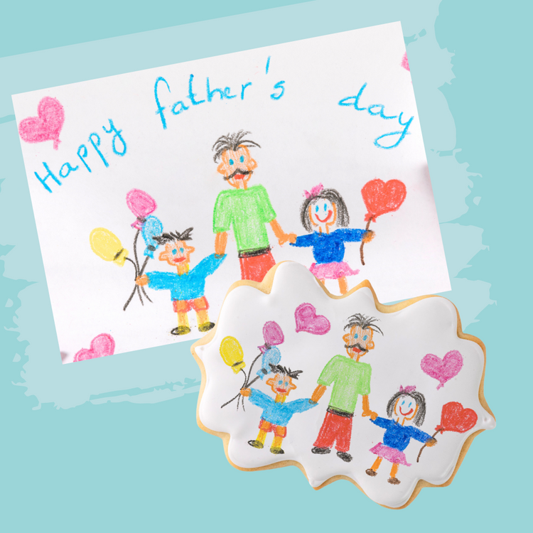 Kiddo Cookie Creations featuring a child's family drawing.