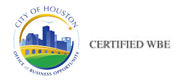 City of Houston Certified WBE logo with skyline graphic