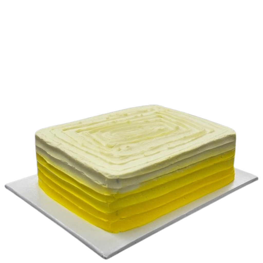 Luscious Lemon sheet cake with yellow ombre frosting.