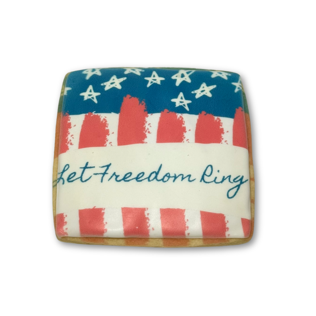 Memorial Day cookie with Let Freedom Ring flag design