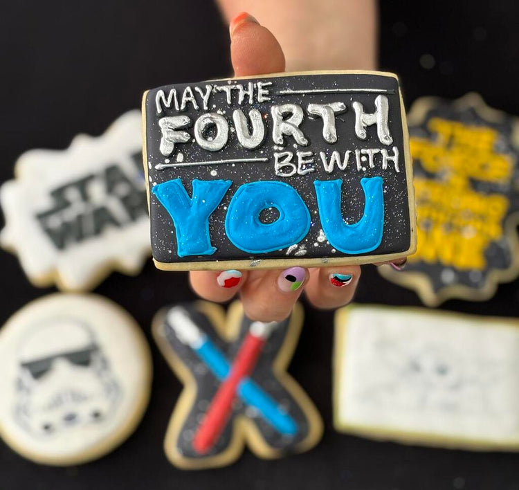 Star Wars cookies with May the Fourth icing design