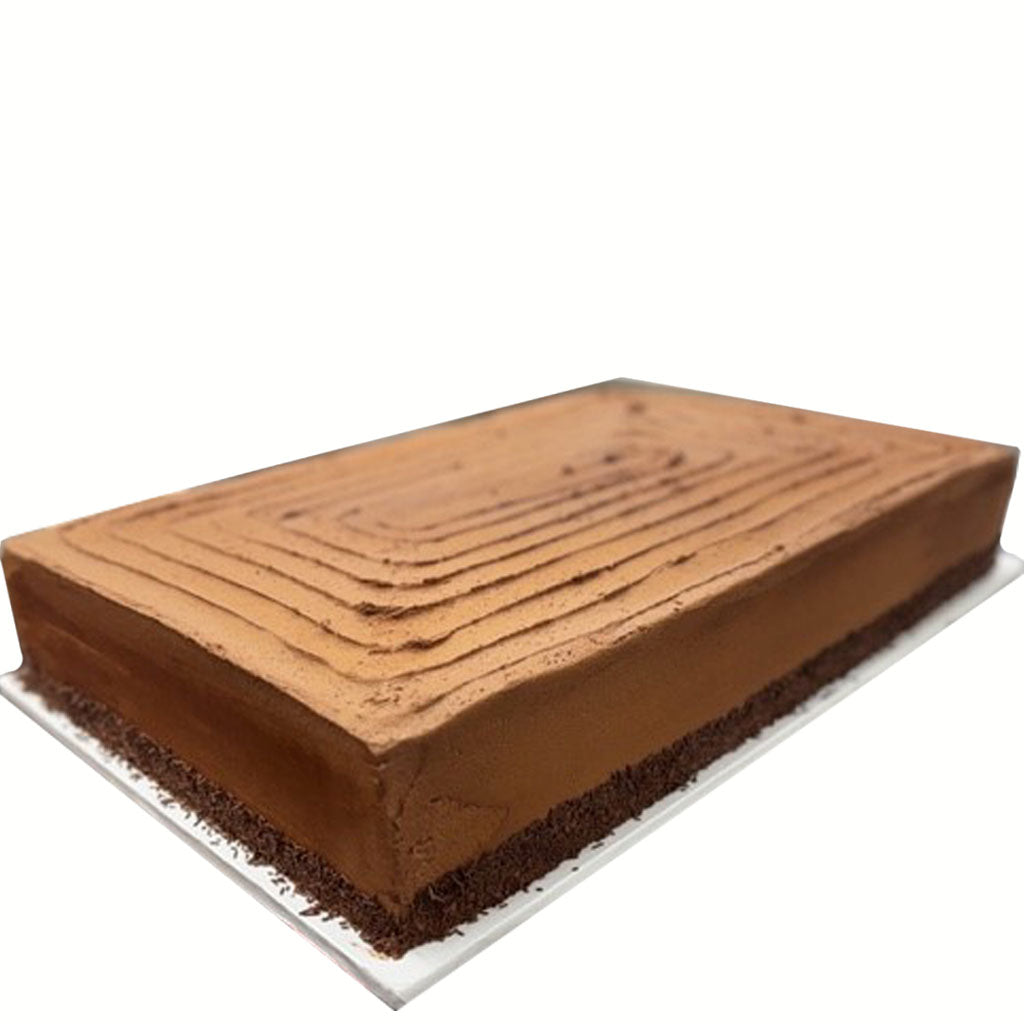Vegan Mom's chocolate sheet cake with piped top swirls