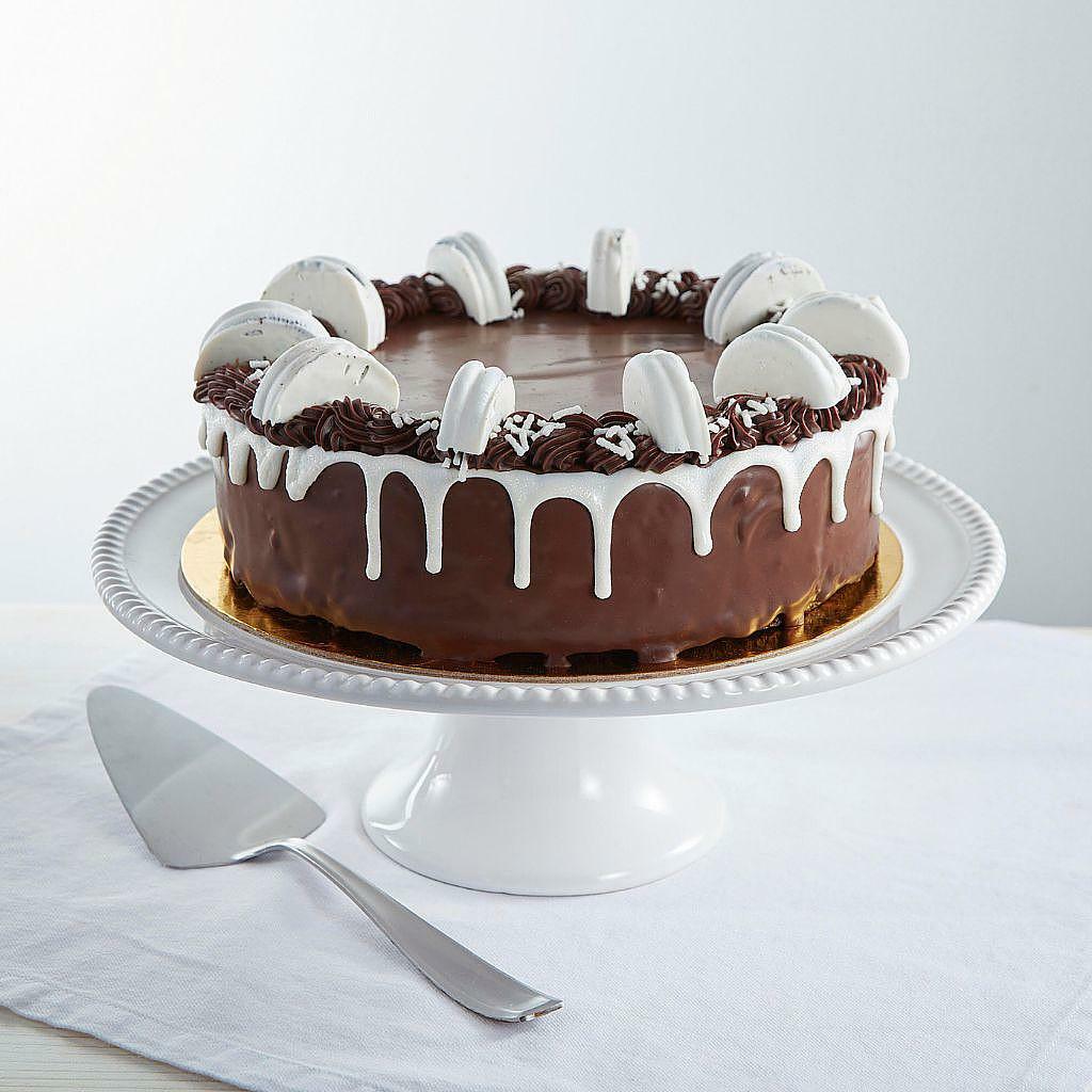 9-inch The Big O chocolate cake with white cookie toppers