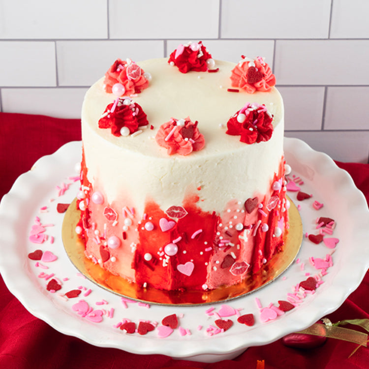 Cupid's Craving 6-inch Valentine's cake with red ombre frosting