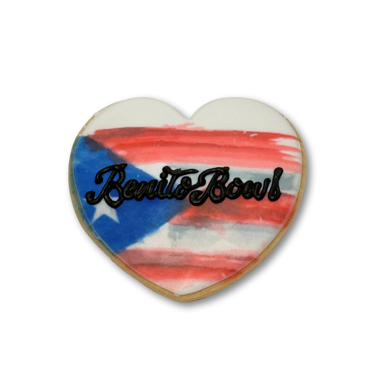 Heart-shaped Bunny Bowl cookie with Puerto Rico flag design