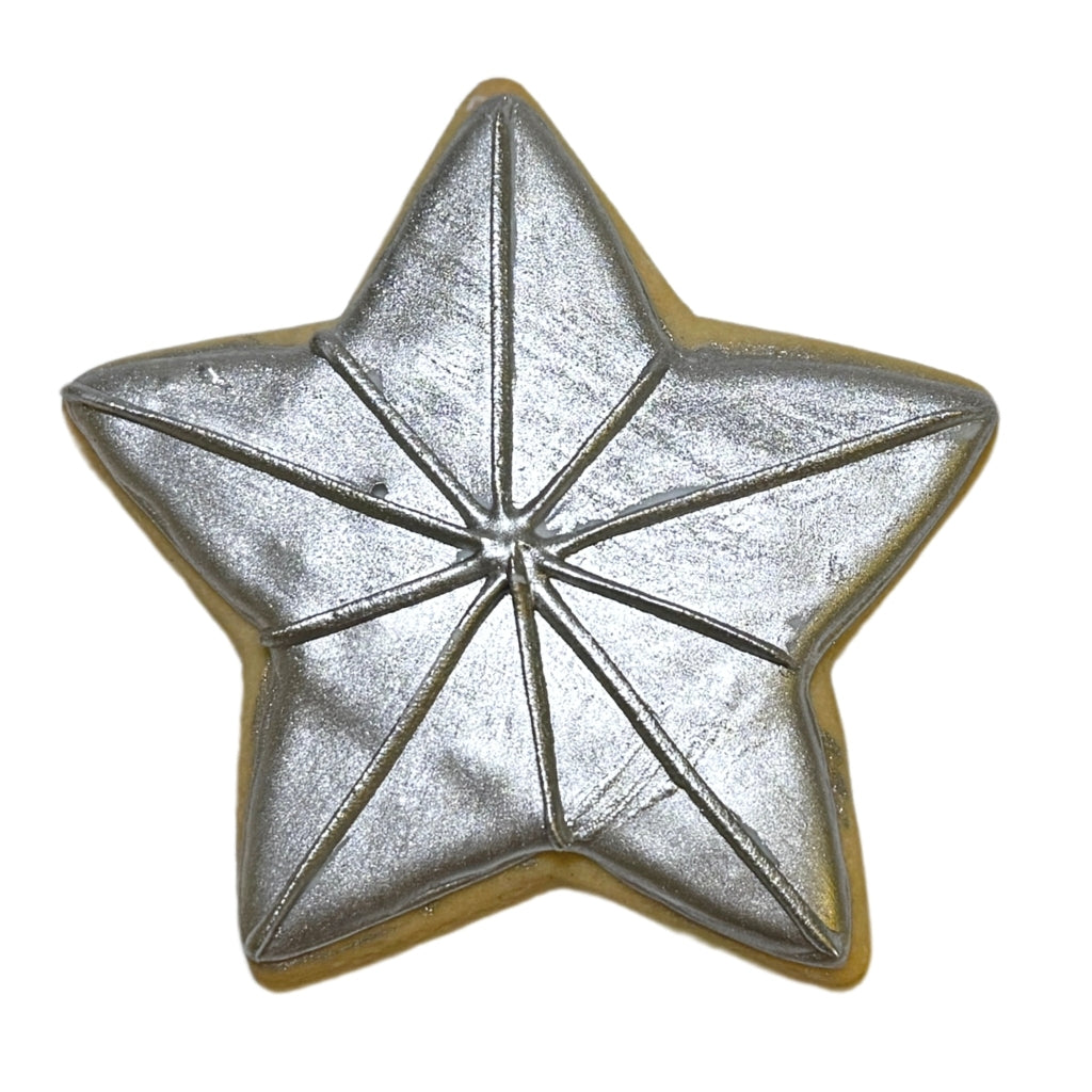 Beyoncé Star cookie with metallic silver icing.
