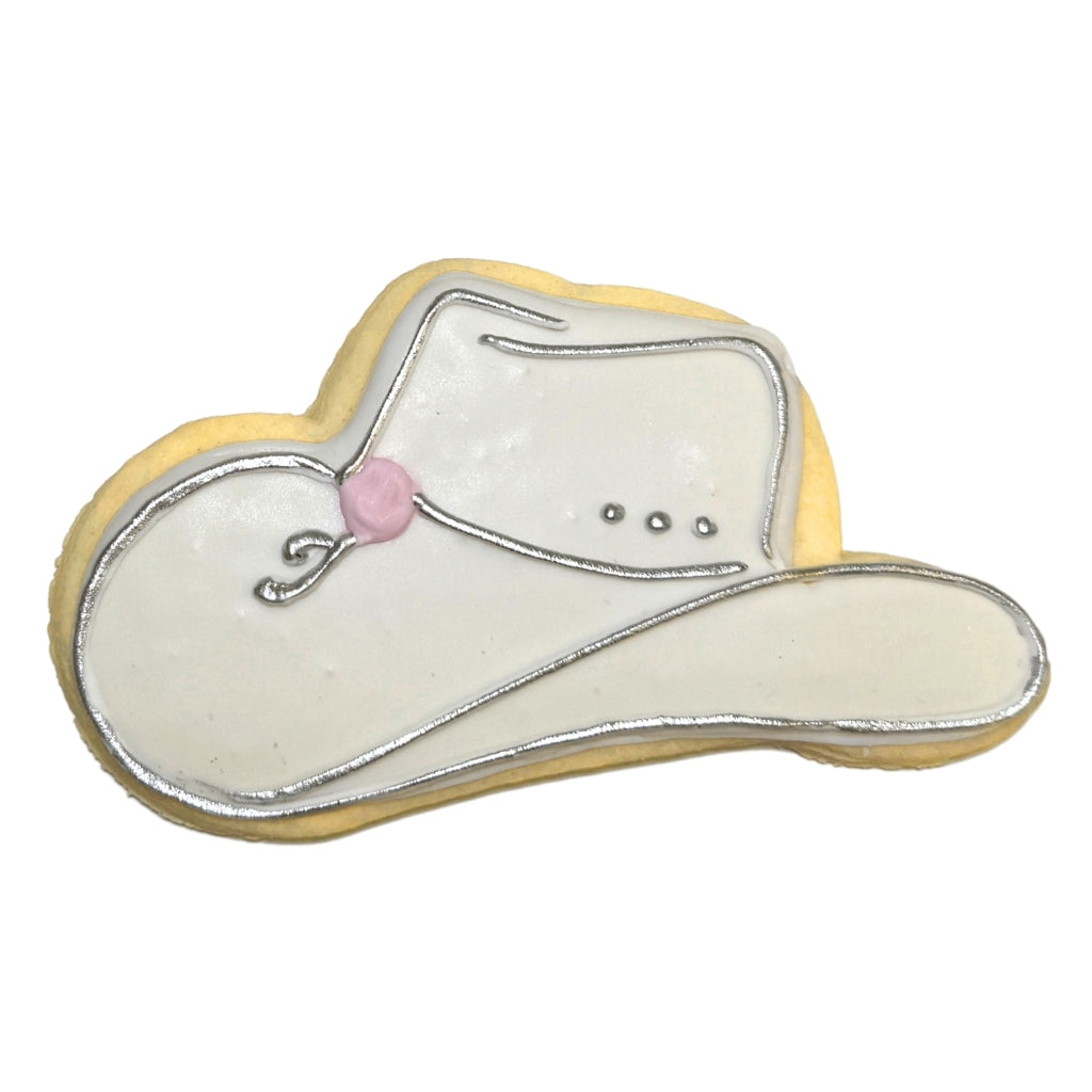 Cowboy Carter cookie shaped like a white cowboy hat