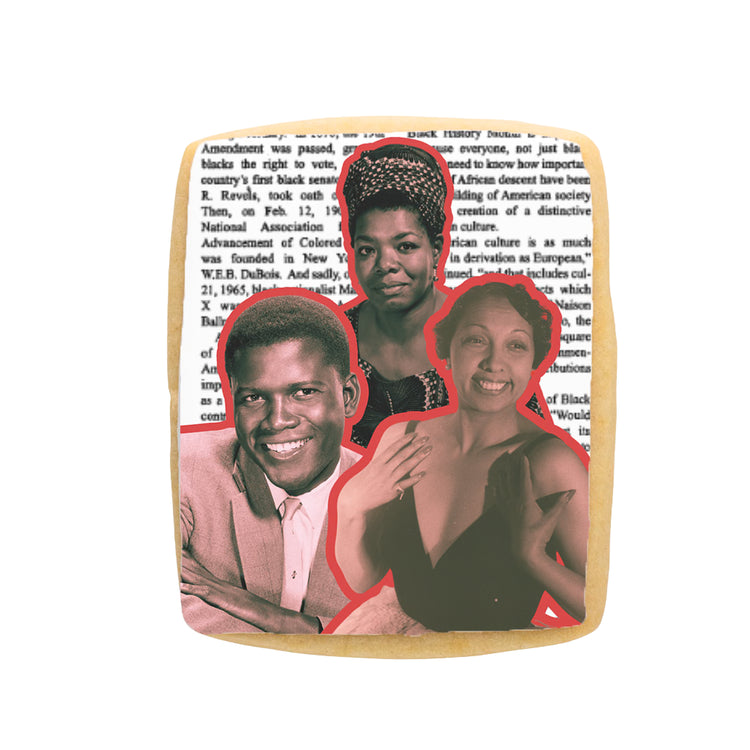 Icons Cookie Collection featuring historical figures on text.