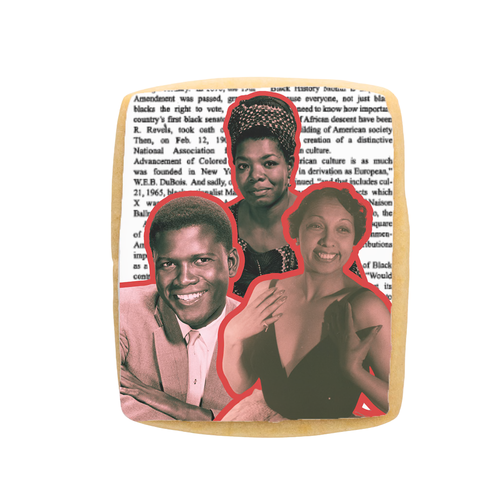 Icons Cookie Collection featuring historical figures on text.
