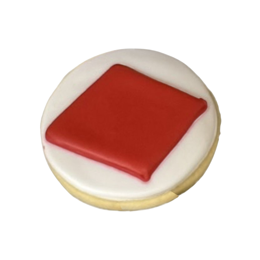 Casino Cookies with a red diamond icing design