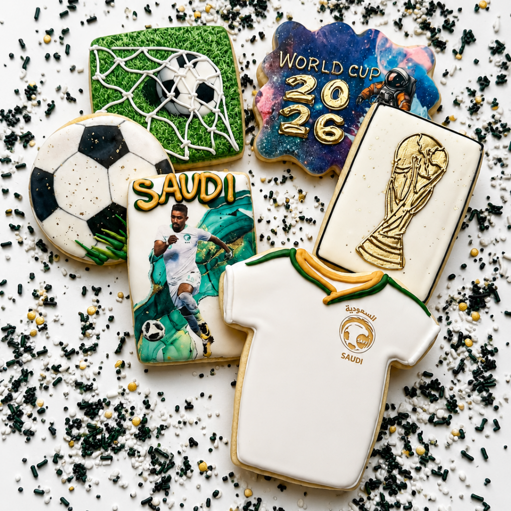 Match Day Cookie Gift Box with soccer-themed icing designs.