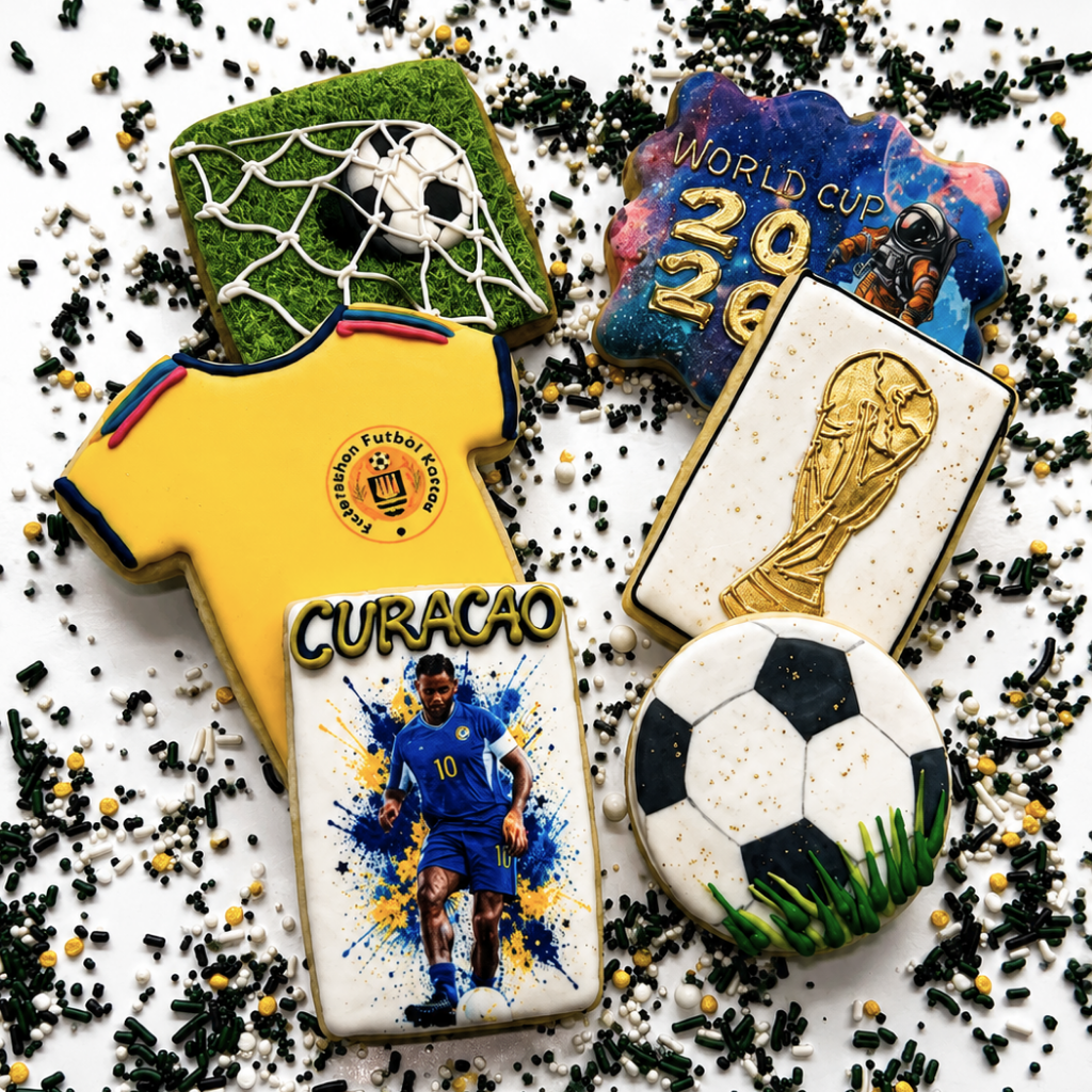 Match Day Cookie Gift Box with soccer-themed icing designs.