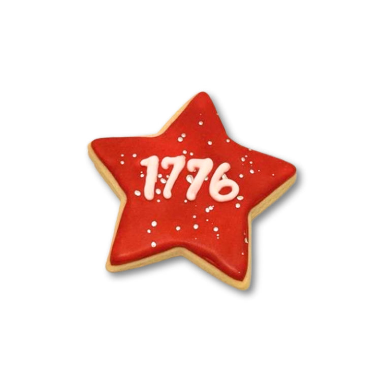 4th of July star-shaped cookie with 1776 icing