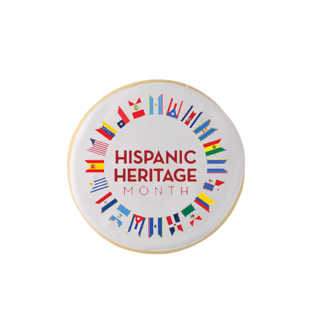 Hispanic Heritage Month cookie with a ring of country flags.