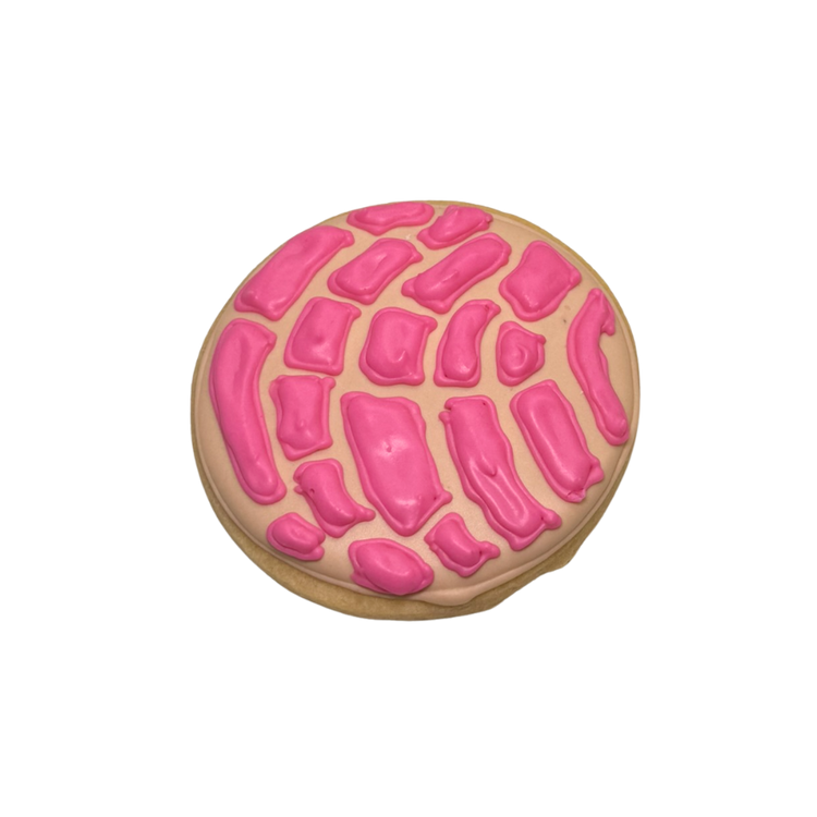 Hispanic Heritage cookie with pink shell-patterned icing