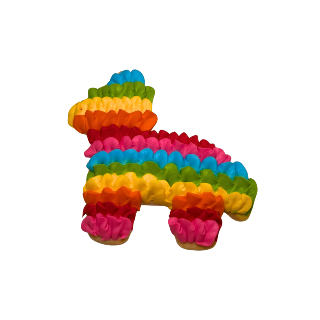 Hispanic Heritage piñata cookie with colorful frosting layers