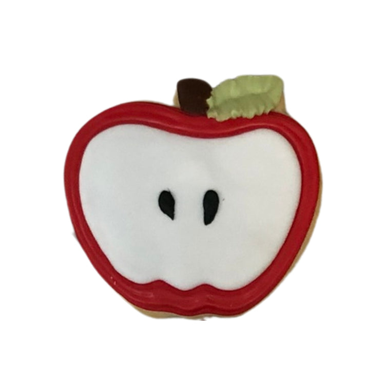Jewish High Holidays apple-shaped cookie with red icing