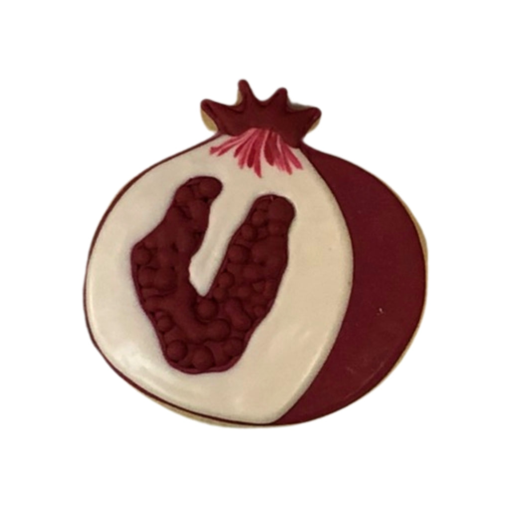 Jewish High Holidays pomegranate-shaped sugar cookie