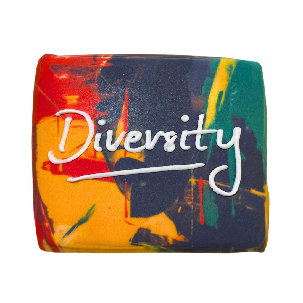 Juneteenth cookie with abstract red, yellow, and green design