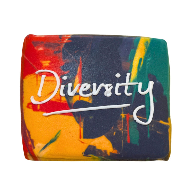 Juneteenth cookie with abstract red, yellow, and green design