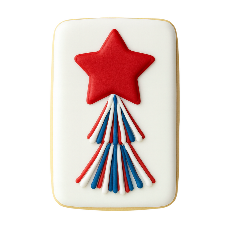 Labor Day cookie with red star and red, white, blue icing.
