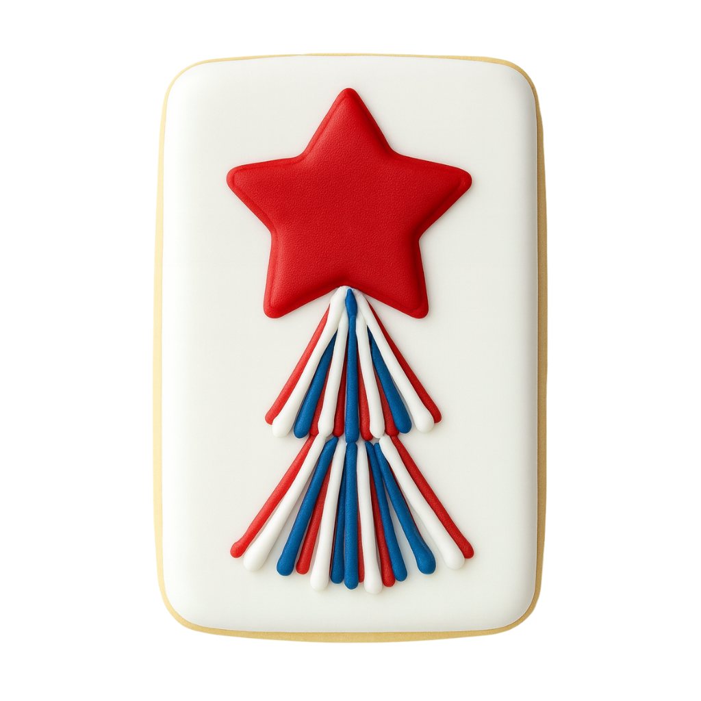 Labor Day cookie with red star and red, white, blue icing.