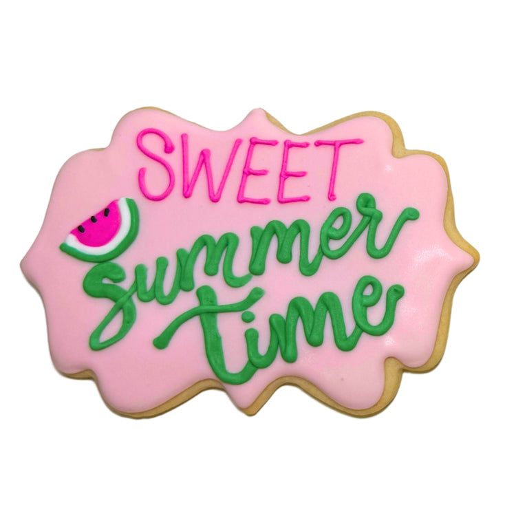 Summer Cookies with pink icing and watermelon design