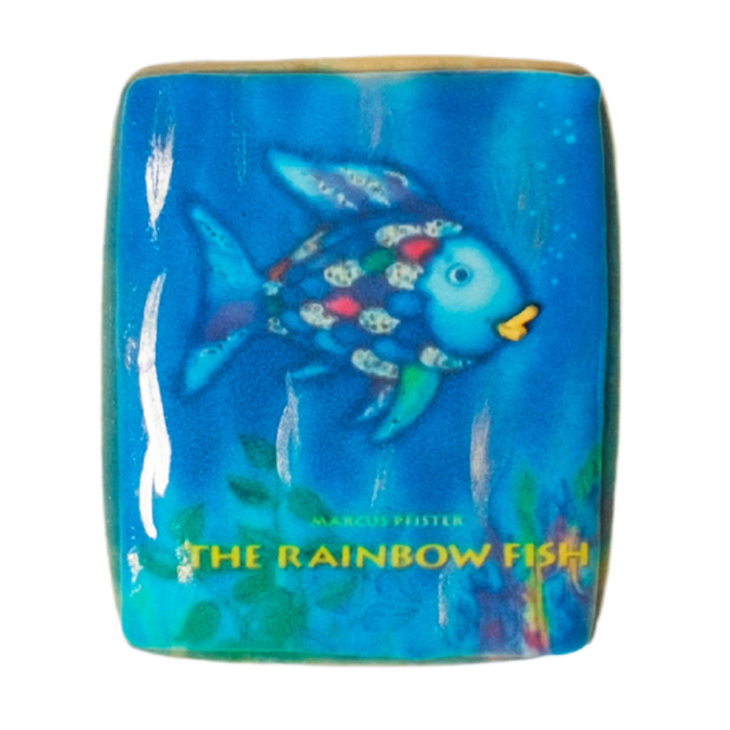 National Reading Month cookie featuring The Rainbow Fish design.
